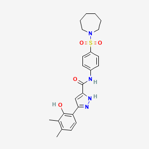 molecular formula C24H28N4O4S B15392870 N-[4-(azepan-1-ylsulfonyl)phenyl]-5-(2-hydroxy-3,4-dimethylphenyl)-1H-pyrazole-3-carboxamide 