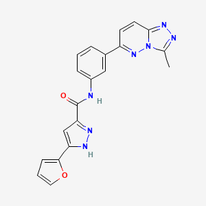 molecular formula C20H15N7O2 B15392947 3-(furan-2-yl)-N-(3-(3-methyl-[1,2,4]triazolo[4,3-b]pyridazin-6-yl)phenyl)-1H-pyrazole-5-carboxamide 