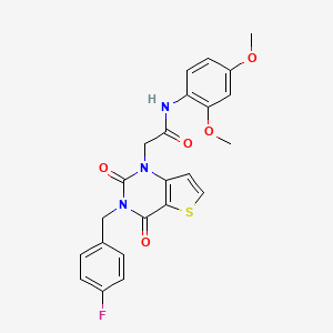 molecular formula C23H20FN3O5S B15392958 N-(2,4-dimethoxyphenyl)-2-(3-(4-fluorobenzyl)-2,4-dioxo-3,4-dihydrothieno[3,2-d]pyrimidin-1(2H)-yl)acetamide 