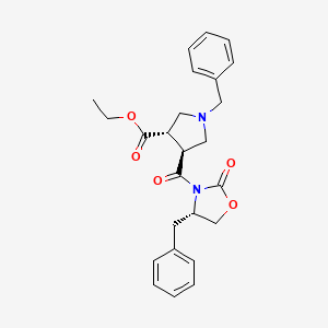 molecular formula C25H28N2O5 B15392968 Ethyl (3S,4S)-1-benzyl-4-((S)-4-benzyl-2-oxooxazolidine-3-carbonyl)pyrrolidine-3-carboxylate 