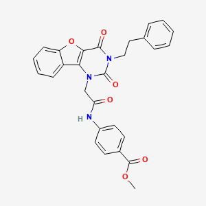 molecular formula C28H23N3O6 B15393249 methyl 4-({[2,4-dioxo-3-(2-phenylethyl)-3,4-dihydro[1]benzofuro[3,2-d]pyrimidin-1(2H)-yl]acetyl}amino)benzoate 