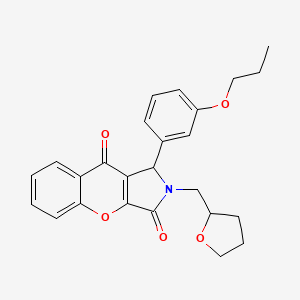 molecular formula C25H25NO5 B15393390 1-(3-Propoxyphenyl)-2-(tetrahydrofuran-2-ylmethyl)-1,2-dihydrochromeno[2,3-c]pyrrole-3,9-dione 