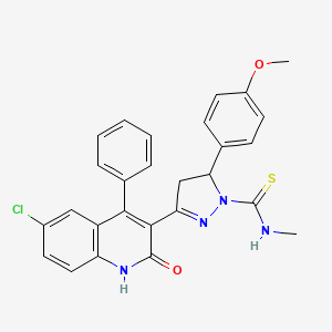 molecular formula C27H23ClN4O2S B15393482 3-(6-chloro-2-oxo-4-phenyl-1,2-dihydroquinolin-3-yl)-5-(4-methoxyphenyl)-N-methyl-4,5-dihydro-1H-pyrazole-1-carbothioamide 