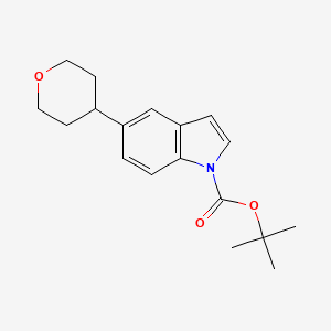 molecular formula C18H23NO3 B15393623 tert-Butyl 5-(tetrahydro-2H-pyran-4-yl)-1H-indole-1-carboxylate 