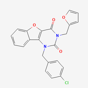 molecular formula C22H15ClN2O4 B15393741 1-[(4-Chlorophenyl)methyl]-3-(furan-2-ylmethyl)-[1]benzofuro[3,2-d]pyrimidine-2,4-dione 