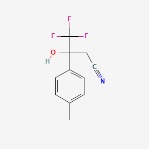 molecular formula C11H10F3NO B15393750 4,4,4-Trifluoro-3-hydroxy-3-(p-tolyl)butanenitrile 