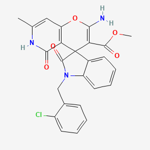 molecular formula C25H20ClN3O5 B15393761 Methyl 2'-amino-1-(2-chlorobenzyl)-7'-methyl-2,5'-dioxo-1,2,5',6'-tetrahydrospiro[indole-3,4'-pyrano[3,2-c]pyridine]-3'-carboxylate 