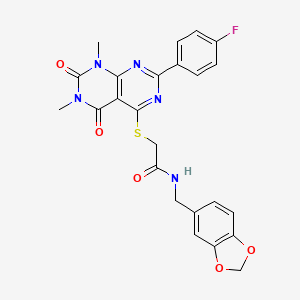 molecular formula C24H20FN5O5S B15393972 N-(1,3-benzodioxol-5-ylmethyl)-2-[7-(4-fluorophenyl)-1,3-dimethyl-2,4-dioxopyrimido[4,5-d]pyrimidin-5-yl]sulfanylacetamide 
