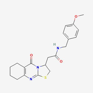 molecular formula C20H23N3O3S B15394149 N-(4-methoxybenzyl)-2-(5-oxo-3,5,6,7,8,9-hexahydro-2H-thiazolo[2,3-b]quinazolin-3-yl)acetamide CAS No. 1211184-19-8