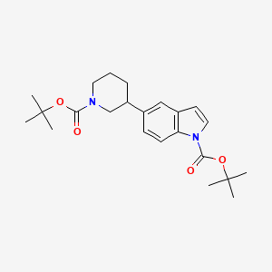 molecular formula C23H32N2O4 B15394239 Tert-butyl 5-[1-[(2-methylpropan-2-yl)oxycarbonyl]piperidin-3-yl]indole-1-carboxylate 