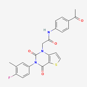 molecular formula C23H18FN3O4S B15394426 N-(4-acetylphenyl)-2-[3-(4-fluoro-3-methylphenyl)-2,4-dioxo-3,4-dihydrothieno[3,2-d]pyrimidin-1(2H)-yl]acetamide 