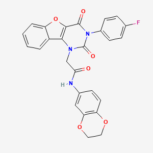 molecular formula C26H18FN3O6 B15394495 N-(2,3-dihydrobenzo[b][1,4]dioxin-6-yl)-2-(3-(4-fluorophenyl)-2,4-dioxo-3,4-dihydrobenzofuro[3,2-d]pyrimidin-1(2H)-yl)acetamide 