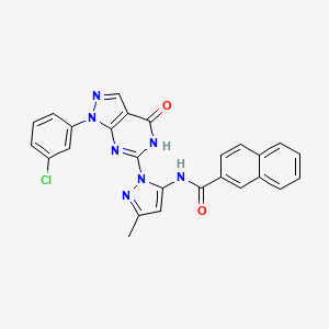 molecular formula C26H18ClN7O2 B15394944 N-(1-(1-(3-chlorophenyl)-4-oxo-4,5-dihydro-1H-pyrazolo[3,4-d]pyrimidin-6-yl)-3-methyl-1H-pyrazol-5-yl)-2-naphthamide 