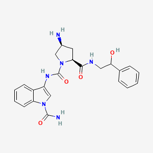 molecular formula C23H26N6O4 B15395093 1,2-PyrrolidinedicarboxaMide, 4-aMino-N1-[1-(aMinocarbonyl)-1H-indol-3-yl]-N2-(2-hydroxy-2-phenylethyl)-, (2S,4S)- 