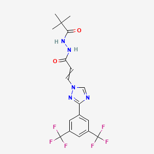 molecular formula C18H17F6N5O2 B15395193 N'-[(E)-3-[3-[3,5-Bis(trifluoromethyl)phenyl]-1,2,4-triazol-1-yl]prop-2-enoyl]-2,2-dimethylpropanehydrazide 