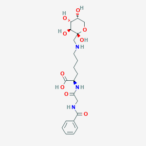 molecular formula C21H31N3O9 B153952 N(epsilon)-(1-Deoxyfructos-1-yl)hippuryllysine CAS No. 139950-87-1