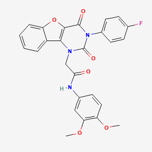 molecular formula C26H20FN3O6 B15395287 N-(3,4-dimethoxyphenyl)-2-(3-(4-fluorophenyl)-2,4-dioxo-3,4-dihydrobenzofuro[3,2-d]pyrimidin-1(2H)-yl)acetamide 