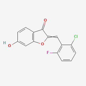 molecular formula C15H8ClFO3 B15395324 2-[(2-Chloro-6-fluorophenyl)methylidene]-6-hydroxy-1-benzofuran-3-one 