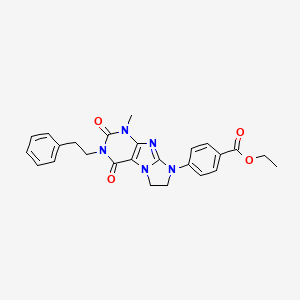 molecular formula C25H25N5O4 B15395334 ethyl 4-[4-methyl-1,3-dioxo-2-(2-phenylethyl)-7,8-dihydropurino[7,8-a]imidazol-6-yl]benzoate 