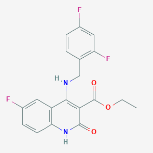 molecular formula C19H15F3N2O3 B15395377 Ethyl 4-((2,4-difluorobenzyl)amino)-6-fluoro-2-oxo-1,2-dihydroquinoline-3-carboxylate 