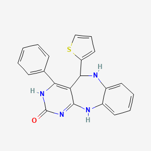 molecular formula C21H16N4OS B15395513 1,3,5,6-Tetrahydro-4-phenyl-5-(2-thienyl)-2H-pyrimido[4,5-b][1,5]benzodiazepin-2-one CAS No. 893650-09-4
