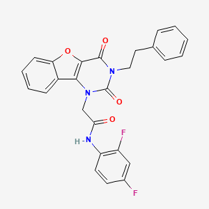 molecular formula C26H19F2N3O4 B15395564 N-(2,4-difluorophenyl)-2-[2,4-dioxo-3-(2-phenylethyl)-3,4-dihydro[1]benzofuro[3,2-d]pyrimidin-1(2H)-yl]acetamide 