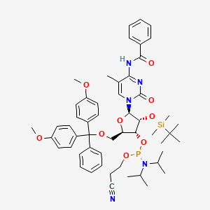 molecular formula C53H68N5O9PSi B15395589 N-[1-[(2R,3R,4R,5R)-5-[[bis(4-methoxyphenyl)-phenylmethoxy]methyl]-3-[tert-butyl(dimethyl)silyl]oxy-4-[2-cyanoethoxy-[di(propan-2-yl)amino]phosphanyl]oxyoxolan-2-yl]-5-methyl-2-oxopyrimidin-4-yl]benzamide 