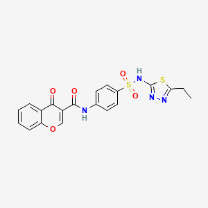 molecular formula C20H16N4O5S2 B15395659 N-(4-(N-(5-ethyl-1,3,4-thiadiazol-2-yl)sulfamoyl)phenyl)-4-oxo-4H-chromene-3-carboxamide 