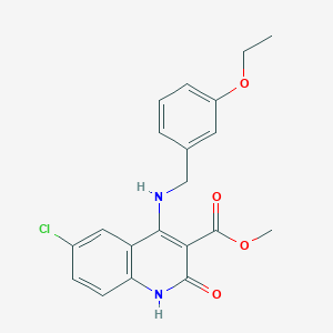 molecular formula C20H19ClN2O4 B15395786 Methyl 6-chloro-4-((3-ethoxybenzyl)amino)-2-oxo-1,2-dihydroquinoline-3-carboxylate 