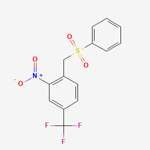 molecular formula C14H10F3NO4S B15396290 1-[(Benzenesulfonyl)methyl]-2-nitro-4-(trifluoromethyl)benzene CAS No. 89303-53-7