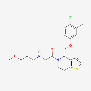molecular formula C21H27ClN2O3S B15396372 Ethanone, 1-[4-[(4-chloro-3-Methylphenoxy)Methyl]-6,7-dihydrothieno[3,2-c]pyridin-5(4H)-yl]-2-[(3-Methoxypropyl)aMino]- 