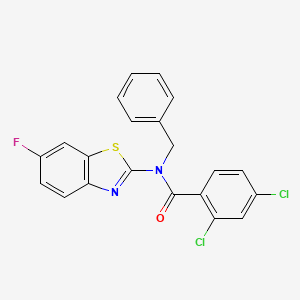 molecular formula C21H13Cl2FN2OS B15396393 N-benzyl-2,4-dichloro-N-(6-fluorobenzo[d]thiazol-2-yl)benzamide CAS No. 1172917-37-1