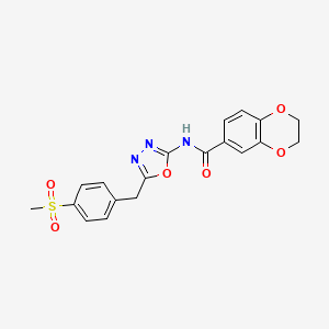 molecular formula C19H17N3O6S B15396431 N-(5-(4-(methylsulfonyl)benzyl)-1,3,4-oxadiazol-2-yl)-2,3-dihydrobenzo[b][1,4]dioxine-6-carboxamide CAS No. 1170830-86-0
