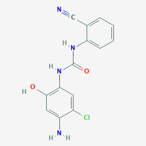 molecular formula C14H11ClN4O2 B15396515 N-(4-Amino-5-chloro-2-hydroxyphenyl)-N'-(2-cyanophenyl)urea CAS No. 88936-18-9