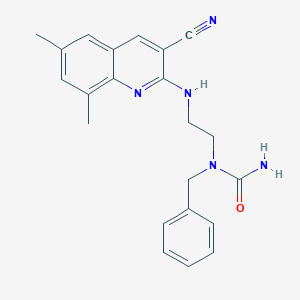 molecular formula C22H23N5O B15396610 N-Benzyl-N-{2-[(3-cyano-6,8-dimethylquinolin-2-yl)amino]ethyl}urea CAS No. 606105-67-3