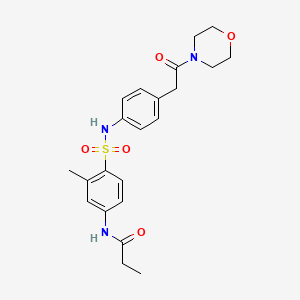 molecular formula C22H27N3O5S B15396645 N-(3-methyl-4-(N-(4-(2-morpholino-2-oxoethyl)phenyl)sulfamoyl)phenyl)propionamide CAS No. 1060370-15-1