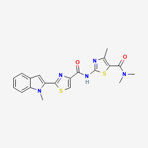 molecular formula C20H19N5O2S2 B15396781 N-(5-(dimethylcarbamoyl)-4-methylthiazol-2-yl)-2-(1-methyl-1H-indol-2-yl)thiazole-4-carboxamide CAS No. 1171972-77-2