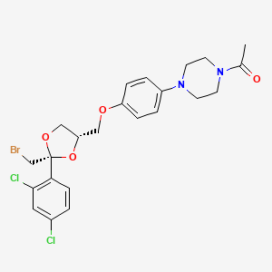 molecular formula C23H25BrCl2N2O4 B15397139 Piperazine, 1-acetyl-4-[4-[[2-(bromomethyl)-2-(2,4-dichlorophenyl)-1,3-dioxolan-4-yl]methoxy]phenyl]-, (2R-cis)- CAS No. 142128-67-4