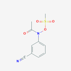 molecular formula C10H10N2O4S B15397292 N-(3-Cyanophenyl)-N-[(methanesulfonyl)oxy]acetamide CAS No. 88730-37-4