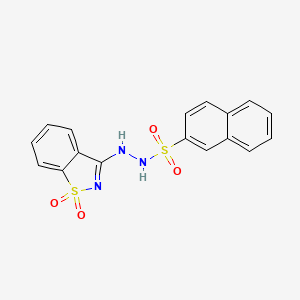molecular formula C17H13N3O4S2 B15397600 N'-(1,1-dioxido-1,2-benzothiazol-3-yl)naphthalene-2-sulfonohydrazide CAS No. 13255-97-5