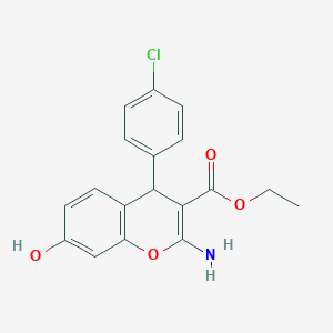 molecular formula C18H16ClNO4 B15397686 ethyl 2-amino-4-(4-chlorophenyl)-7-hydroxy-4H-chromene-3-carboxylate CAS No. 5948-06-1