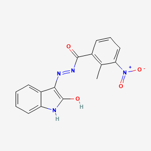 molecular formula C16H12N4O4 B15397712 2-methyl-3-nitro-N'-[(3Z)-2-oxo-1,2-dihydro-3H-indol-3-ylidene]benzohydrazide CAS No. 392311-75-0