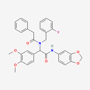 molecular formula C32H29FN2O6 B15397725 N-[2-(1,3-benzodioxol-5-ylamino)-1-(3,4-dimethoxyphenyl)-2-oxoethyl]-N-(2-fluorobenzyl)-2-phenylacetamide CAS No. 1041718-21-1