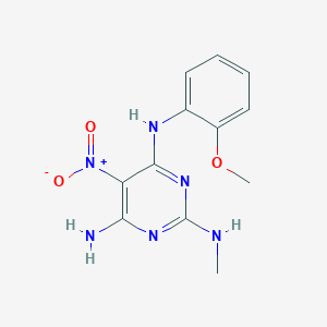 molecular formula C12H14N6O3 B15397912 4-N-(2-methoxyphenyl)-2-N-methyl-5-nitropyrimidine-2,4,6-triamine CAS No. 672341-48-9