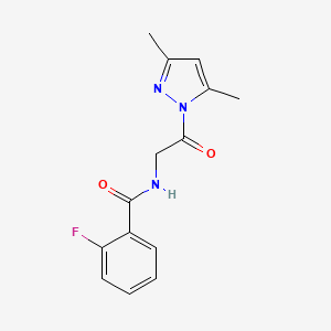 molecular formula C14H14FN3O2 B15397957 N-[2-(3,5-dimethylpyrazol-1-yl)-2-oxoethyl]-2-fluorobenzamide CAS No. 313272-45-6