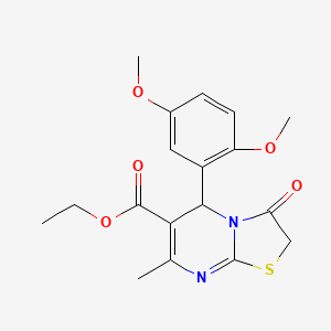molecular formula C18H20N2O5S B15398031 Ethyl 5-(2,5-dimethoxyphenyl)-7-methyl-3-oxo-2,3-dihydro-5H-[1,3]thiazolo[3,2-a]pyrimidine-6-carboxylate CAS No. 5821-32-9