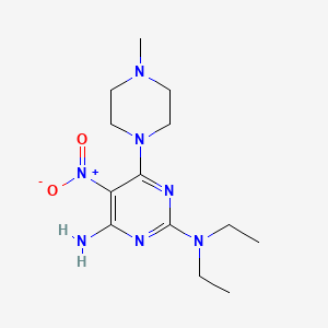 molecular formula C13H23N7O2 B15398546 N,N-diethyl-6-(4-methylpiperazin-1-yl)-5-nitro-pyrimidine-2,4-diamine CAS No. 5725-08-6
