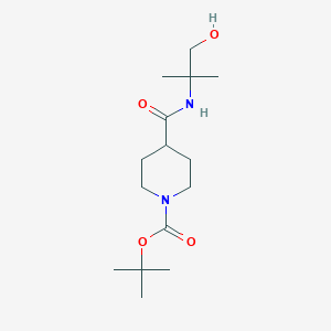 molecular formula C15H28N2O4 B15398557 Tert-butyl 4-[(1-hydroxy-2-methylpropan-2-yl)carbamoyl]piperidine-1-carboxylate CAS No. 757949-47-6