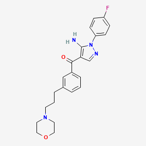 molecular formula C23H25FN4O2 B15398618 5-Amino-1-(4-fluorophenyl)-4-[3-(3-morpholin-4-ylpropyl)benzoyl]pyrazole CAS No. 249937-49-3