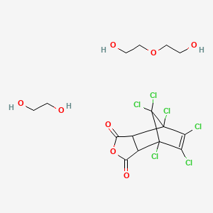 molecular formula C15H18Cl6O8 B15398837 Ethane-1,2-diol;1,7,8,9,10,10-hexachloro-4-oxatricyclo[5.2.1.02,6]dec-8-ene-3,5-dione;2-(2-hydroxyethoxy)ethanol CAS No. 41086-83-3